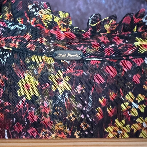 Free People Twyla Mesh Smocked Floral Crop Top - Picture 2 of 9